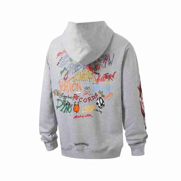 Chrome Hearts Gray Hoodie with Red Accents